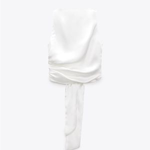 Zara open back satin effect top white women’s X-large NWT